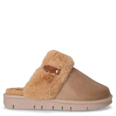 Loxi ciabatta in tessuto ed ecopelliccia beige | Boscaini Scarpe