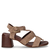 Sandalo scamosciato con tacco in pelle cacao - Sandali Con Tacco Donna | Boscaini Scarpe