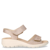 Sandalo in pelle con zeppa beige champagne - Sandali Con Tacco Donna | Boscaini Scarpe