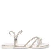 Sandalo in ecopelle e tessuto bambina cristallo strass | Boscaini Scarpe