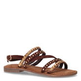 Sandalo in pelle e tessuto marrone | Boscaini Scarpe