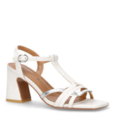 Sandalo in ecopelle con tacco bianco argento - Sandali Con Tacco Donna | Boscaini Scarpe