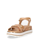 Sandalo da ragazza con platform in ecopelle beige cammello | Boscaini Scarpe