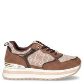 Sneaker in ecopelle e tessuto con platform marrone - Sneakers Donna | Boscaini Scarpe