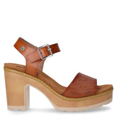 Sandalo in ecopelle con tacco cammello | Boscaini Scarpe