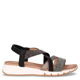 Sandalo in ecopelle e tessuto nero | Boscaini Scarpe