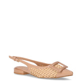 Slingback bassa in ecopelle e rafia intrecciata sabbia - LAURA BIAGIOTTI | Boscaini Scarpe