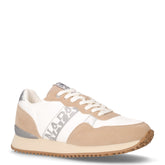Sneaker in ecopelle e tessuto bianco beige | Boscaini Scarpe