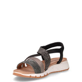 Sandalo in ecopelle e tessuto nero | Boscaini Scarpe