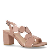 Sandalo in tessuto ed ecopelle con tacco nude rosa | Boscaini Scarpe