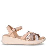 Sandalo in ecopelle con zeppa oro chiaro | Boscaini Scarpe
