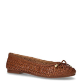 Ballerina in pelle intrecciata con fiocco cognac - Donna | Boscaini Scarpe
