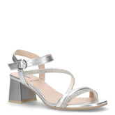 Sandalo in pelle con tacco argento - Sandali Con Tacco Donna | Boscaini Scarpe