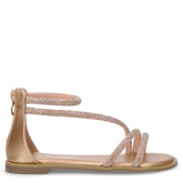 Sandalo in ecopelle e tessuto bambina rosaoro | Boscaini Scarpe