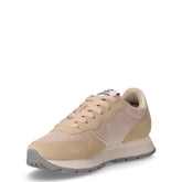 Ally Glitter Textile sneaker in tessuto e pelle beige | Boscaini Scarpe