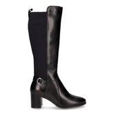 Stivale in pelle e tessuto con tacco nero - Stivali Con Tacco Donna | Boscaini Scarpe