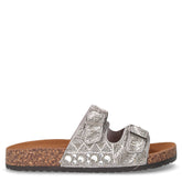 Ciabatta in tessuto con mini strass argento | Boscaini Scarpe