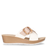 Ciabatta in ecopelle con zeppa bianco | Boscaini Scarpe