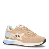 Stargirl Glitter Logo sneaker in pelle e tessuto beige - SUN68 | Boscaini Scarpe