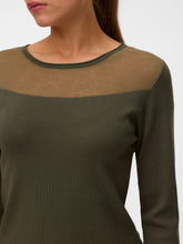 Maglia con inserto trasparente in tessuto verde scuro | Boscaini Scarpe