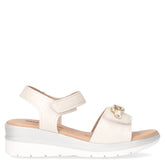 Sandalo in ecopelle con zeppa avorio - Sandali Con Tacco Donna | Boscaini Scarpe