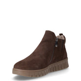 Stivaletto in pelle scamosciata con zip marrone scuro | Boscaini Scarpe