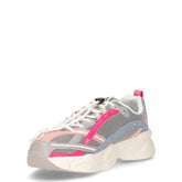 Lucky sneaker in ecopelle e tessuto grigio bianco fuxia | Boscaini Scarpe