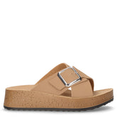 Ciabatta in ecopelle con zeppa moka | Boscaini Scarpe