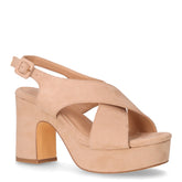 Sandalo in tessuto con tacco beige - Summer Days Donna | Boscaini Scarpe