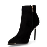 Tronchetto in tessuto scamosciato con zip nero | Boscaini Scarpe