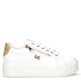 Sneaker in ecopelle con platform bianco oro | Boscaini Scarpe