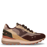 Sneaker in pelle scamosciata e tessuto marrone beige | Boscaini Scarpe