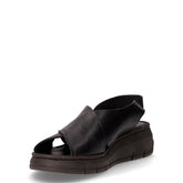Sandalo in pelle con zeppa nero | Boscaini Scarpe