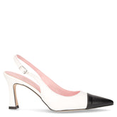 Décolleté slingback a punta in ecopelle bianco nero - DU SIMON | Boscaini Scarpe