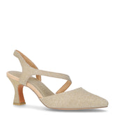 Sandalo a punta con tacco in tessuto platino - Sandali Donna | Boscaini Scarpe