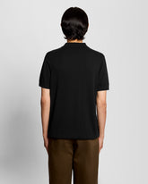 Cotton Short Sleeve Knitted Polo nero | Boscaini Scarpe