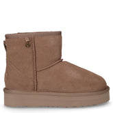 Stivaletto caldo in pelle con platform taupe | Boscaini Scarpe