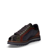 Stringata sportiva in pelle nero verde | Boscaini Scarpe