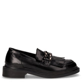 Mocassino in pelle con frangia e staffa nero - GLORIA | Boscaini Scarpe