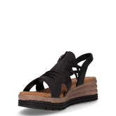 Sandalo con zeppa in ecopelle nero | Boscaini Scarpe