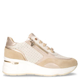 Sneaker con zeppa in pelle bianco beige | Boscaini Scarpe