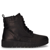 Stivaletto stringato in pelle con platform nero | Boscaini Scarpe