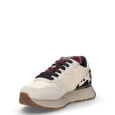 Stargirl sneaker in pelle e tessuto con dettagli animalier bianco panna | Boscaini Scarpe