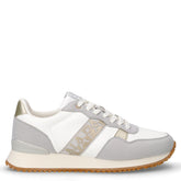 Sneaker in tessuto ed ecopelle bianco grigio oro | Boscaini Scarpe