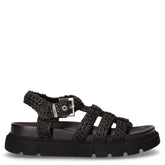 Sandalo in tessuto intrecciato con zeppa nero - Summer Days Sandali Donna | Boscaini Scarpe