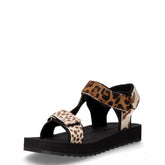 Sandalo sportivo in pelle e tessuto leopardato | Boscaini Scarpe