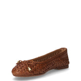 Ballerina in pelle intrecciata con fiocco cognac | Boscaini Scarpe