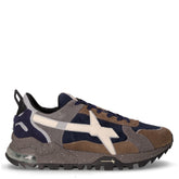 Breeze 3 sneaker in pelle e tessuto marrone blu | Boscaini Scarpe