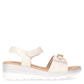 Sandalo in ecopelle con zeppa avorio | Boscaini Scarpe