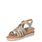 Sandalo in ecopelle con strass e zeppa verde acqua | Boscaini Scarpe
